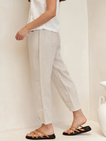 Solid Color Cotton And Linen Ninth Pants