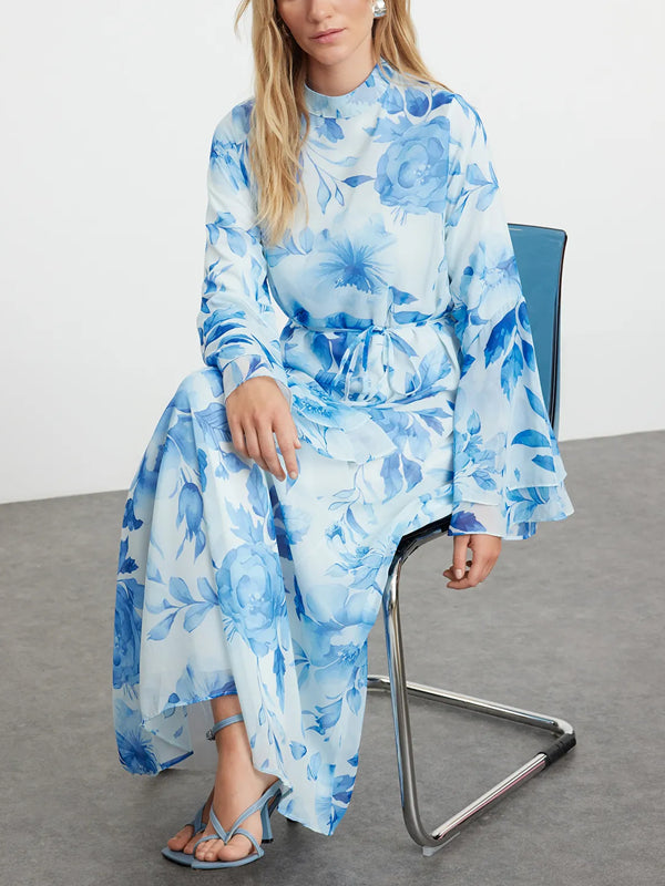 Temperament Chiffon Print Holiday Women's Dress