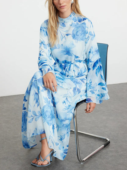 Temperament Chiffon Print Holiday Women's Dress