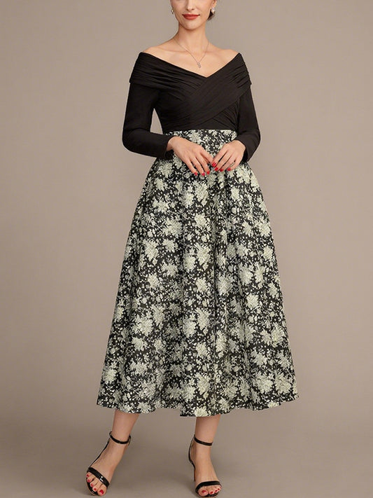 A-Line Off-The-Shoulder Mother of the Bride Dress