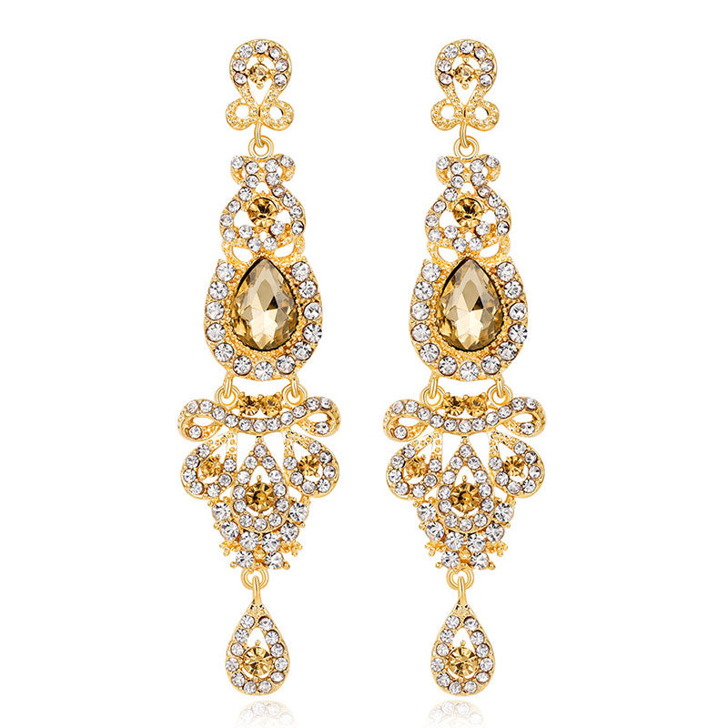 Hundred alloy and diamond crystal earrings