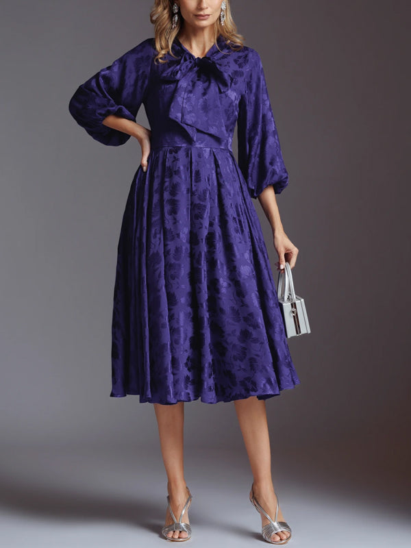 Lace-Up Print Midi Dress