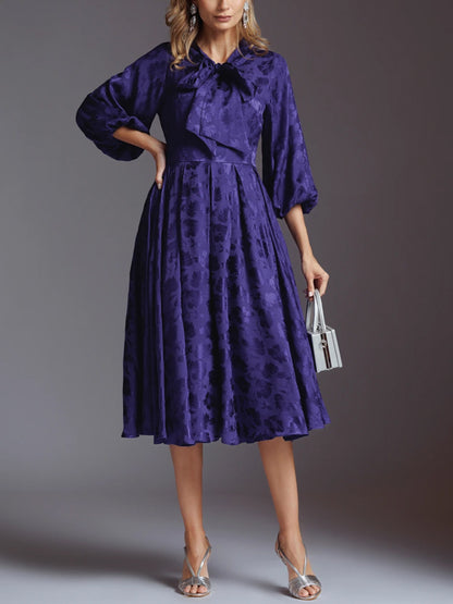 Lace-Up Print Midi Dress