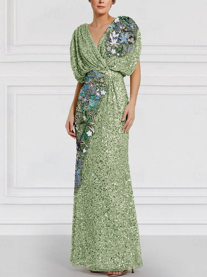 Embroidered Elegant Wedding Floor-Mounting Jewel Collar Gown