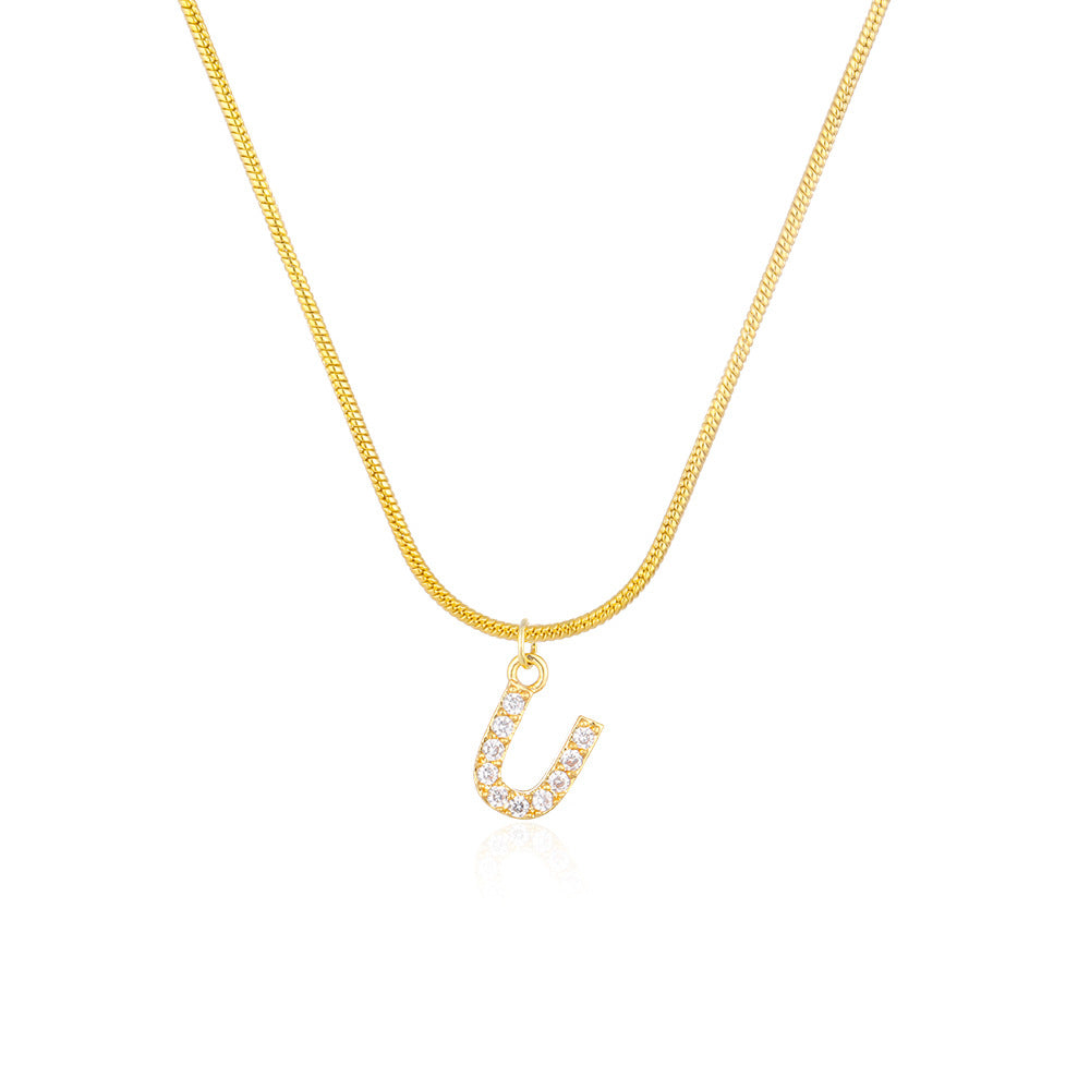 English alphabet round snake chain clavicle chain