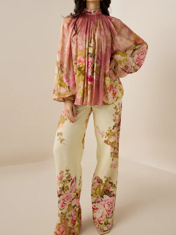 Chiffon Print Temperament Women's Suit
