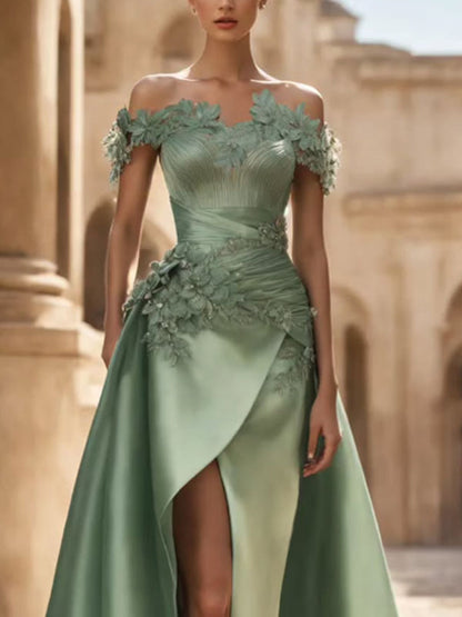 Off-shoulder High Slit Evening Dress