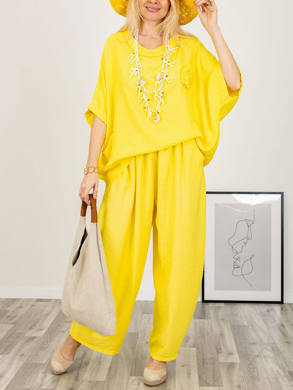 Loose Pullover Cotton and Linen Comfortable Women's Sets