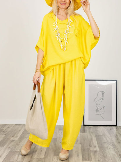 Loose Pullover Cotton and Linen Comfortable Women's Sets