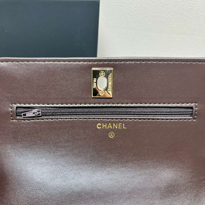 CHANEL  Quilted Flap Shoulder Bag Brown
