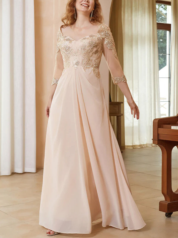 V-neck Lace Solid Color Maxi Dress