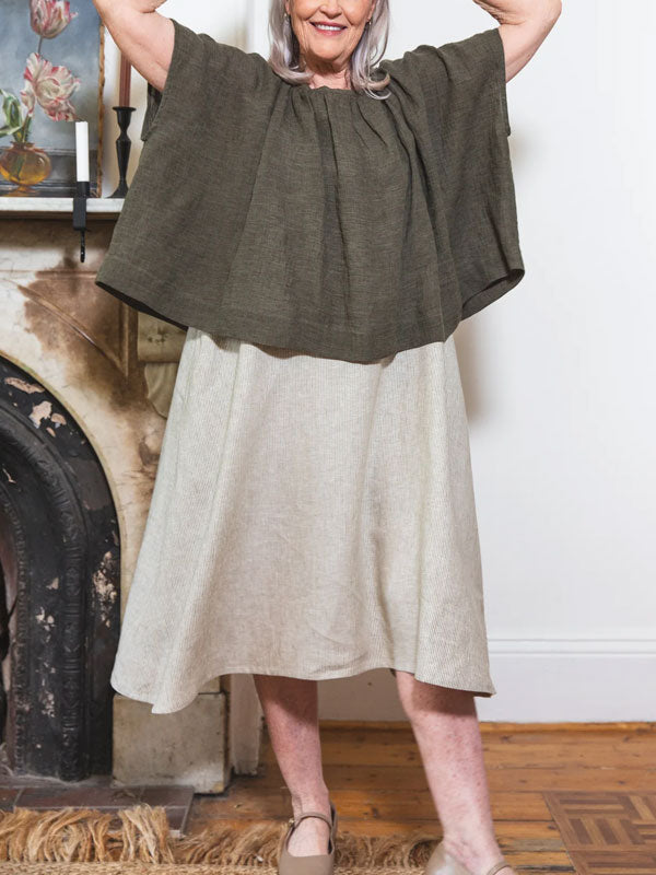 Loose Women's Cotton and Linen Short Sleeves