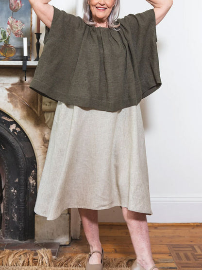 Loose Women's Cotton and Linen Short Sleeves