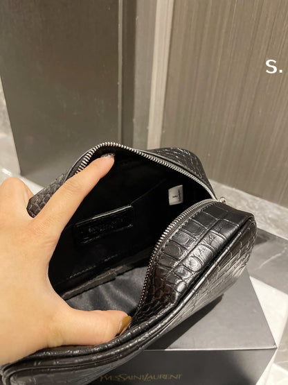 YSL Lou Croc-Embossed Camera Bag