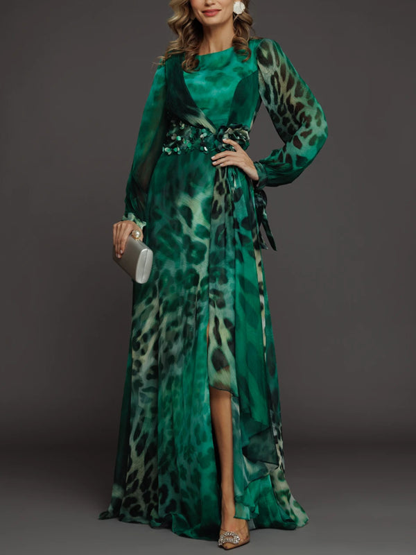 Leopard Print Chiffon Party Dress