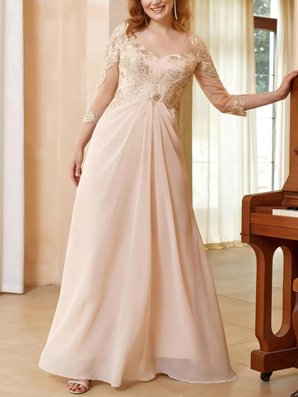 V-neck Lace Solid Color Maxi Dress