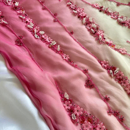 Pink gradient gorgeous fashion exquisite beading long chiffon elegant ball gown evening dress party dress gh3288