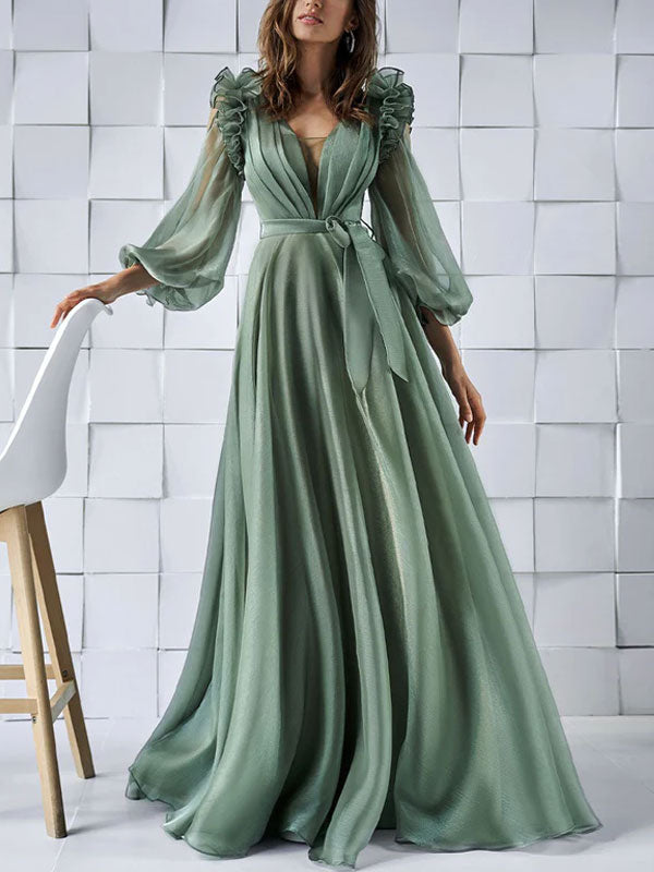 Elegant sexy bubble sleeve temperament women's dress