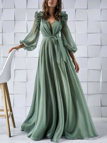 Elegant sexy bubble sleeve temperament women's dress