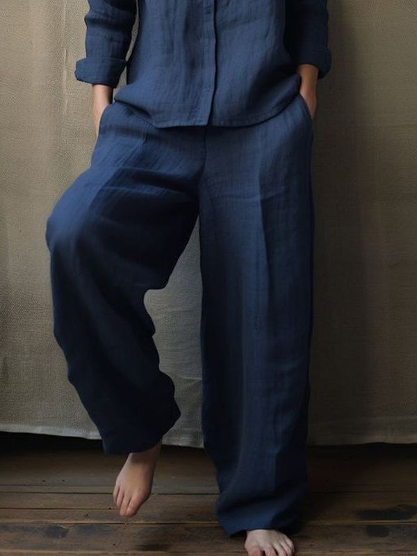 Cotton And Linen Straight Pants