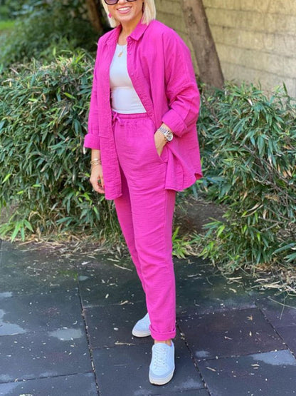 Classic Cotton Linen Shirt Women's Suit