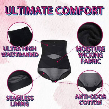 Crossover hip lift reinforced non-rolling non-marking tummy tuck