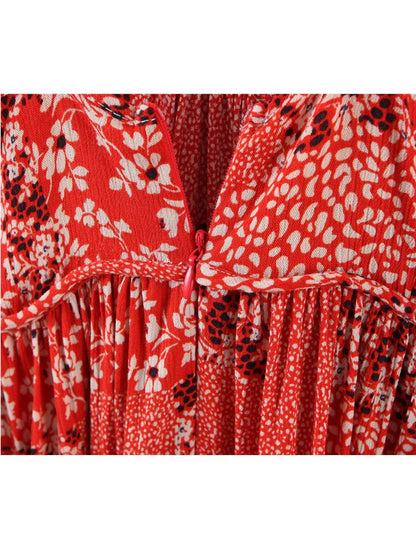 loveedsTM- Boho Strap Print Dress Woman 2024 Summer Beach Vacation New Sexy Deep V Neck High Waist Backless Mini Dress Female