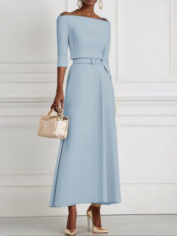 Light Blue Off-shoulder Maxi Dress