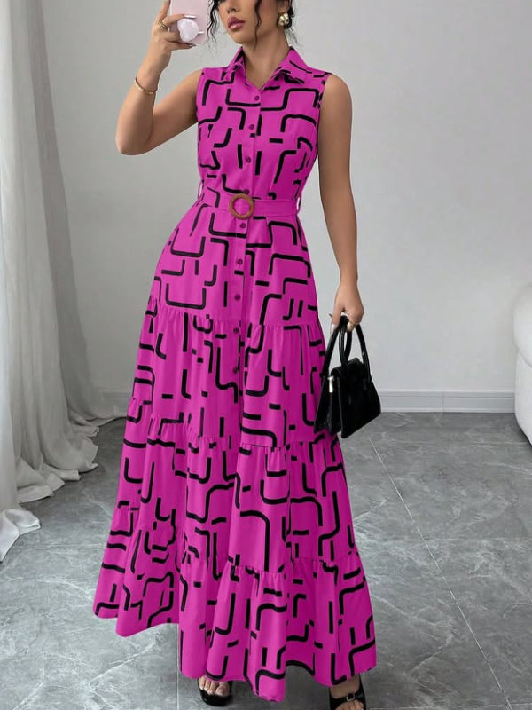 Shirt Collar Sleeveless Temperament Women's Dress