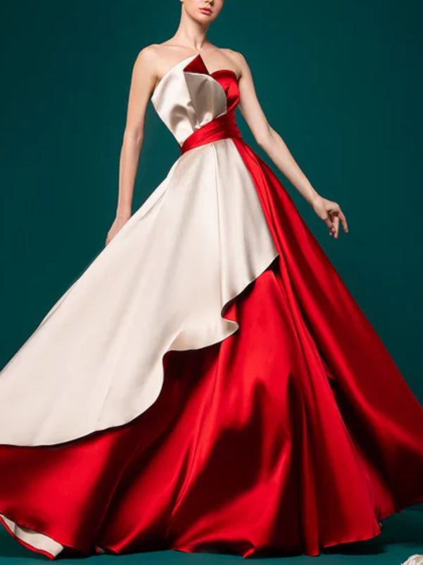 Colorblocked Tube Top Maxi Dress