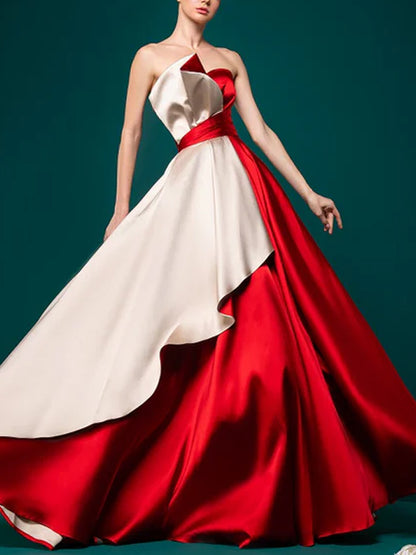 Colorblocked Tube Top Maxi Dress