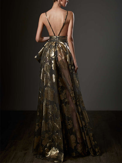 Suspender Print Maxi Dress