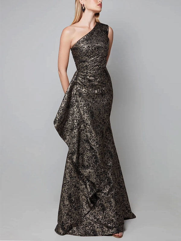 Airy Jacquard Layered Side Gown