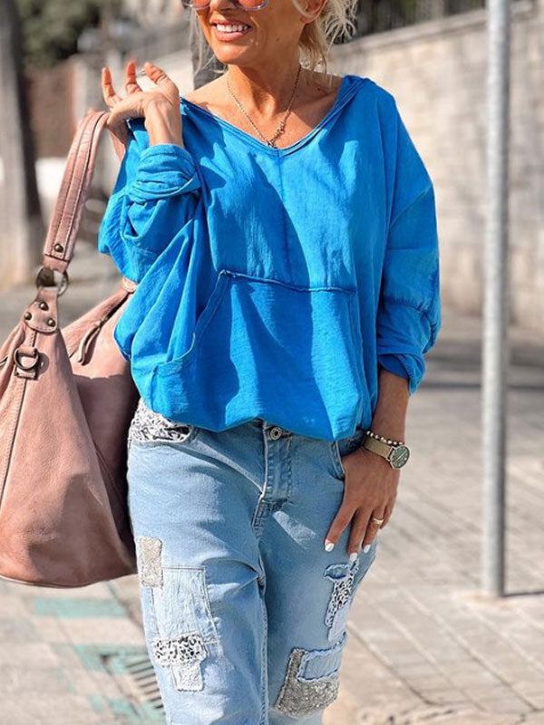 Casual Simple Pocket Daily Ladies Tops