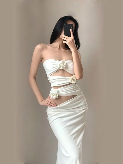 White Sexy Elegant Fashion Long Satin Evening Dress Prom Dress Wedding Guest Dress gh4195