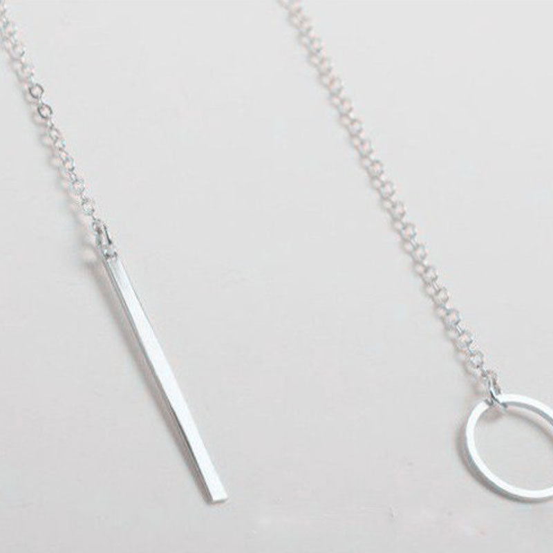 Simple chain metal ring necklace with short length