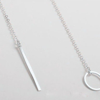 Simple chain metal ring necklace with short length