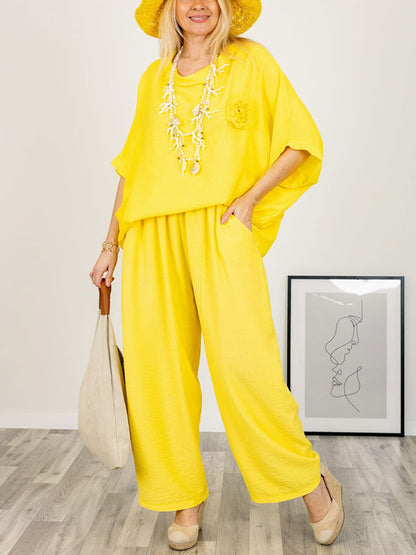 Loose Pullover Cotton and Linen Comfortable Women's Sets