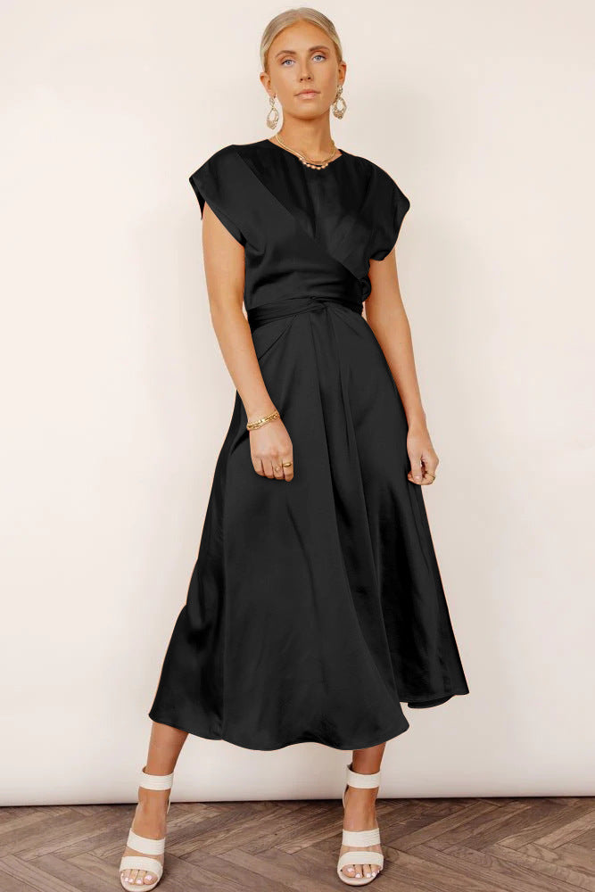 loveedsTM-lace-up satin sleeveless dress