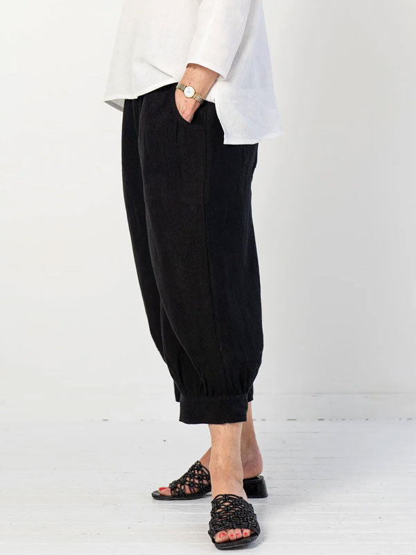Solid Color Comfortable Cotton and Linen Women's Pants