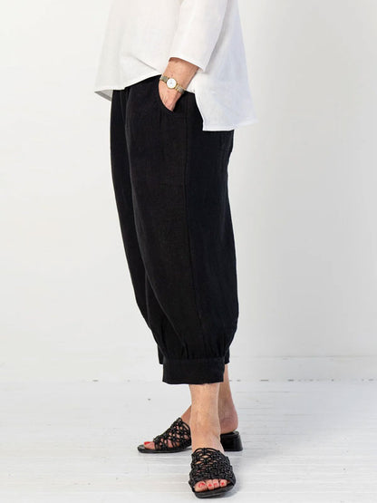 Solid Color Comfortable Cotton and Linen Women's Pants
