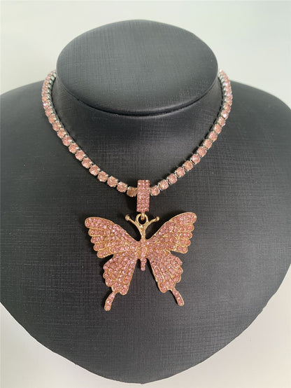 Big butterfly rhinestone necklace