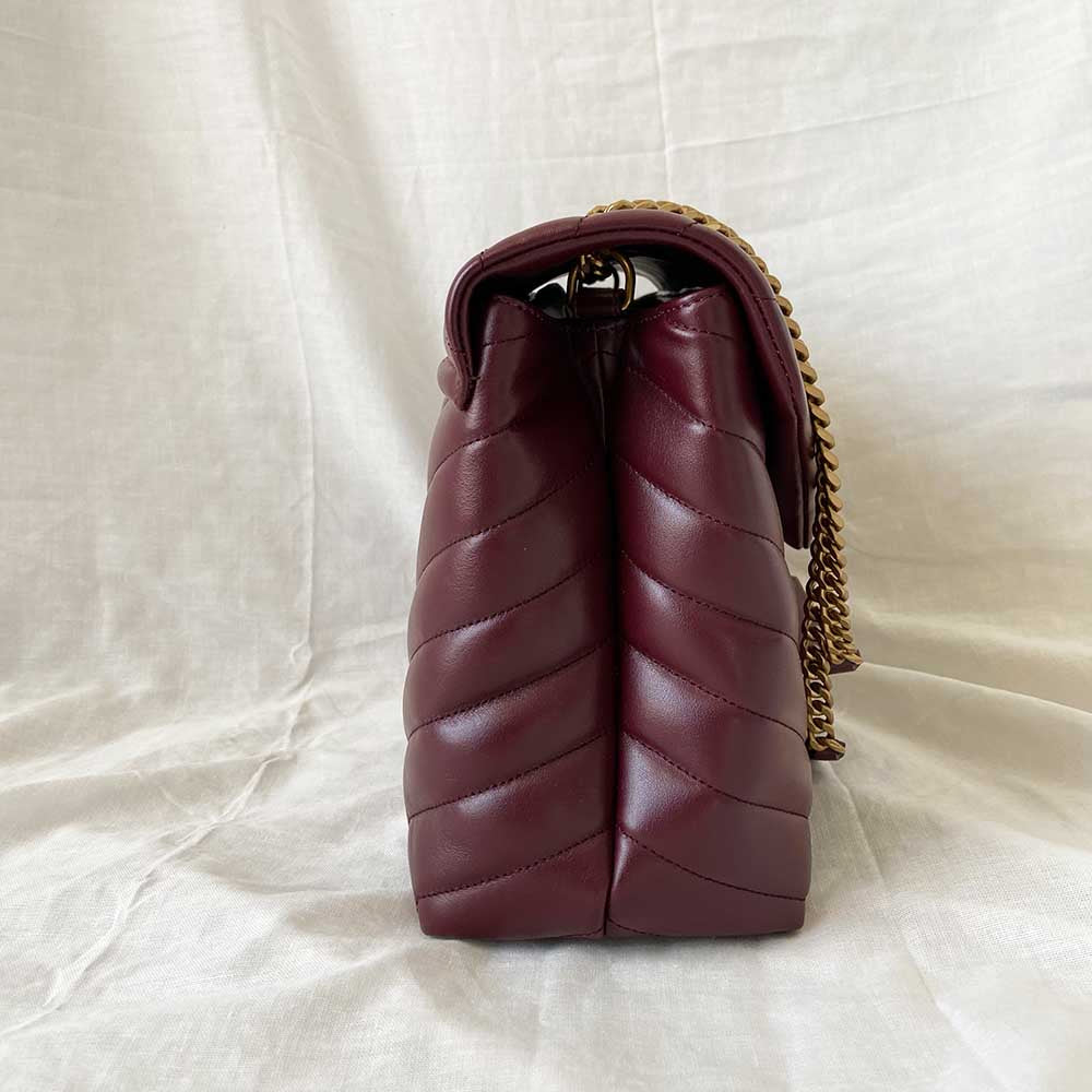 Saint Laurent Lou Medium Quilted Burgundy Shoulder bag