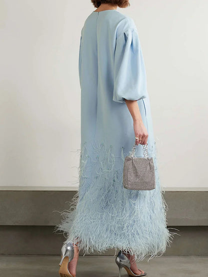 Chiffon Temperament Feather Ladies Dress