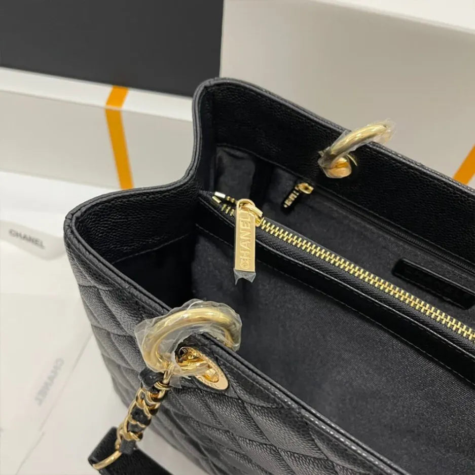 CHANEL CAVIAR QUILTED GRAND SHOPPING TOTE GST BLACK