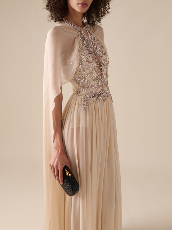 Chiffon Sequins Maxi Dress