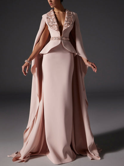 V-neck Solid Color Maxi Dress