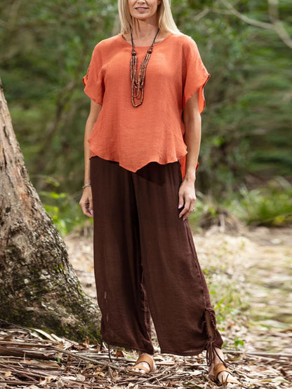 Solid Color Top And Trousers Two-piece Suit