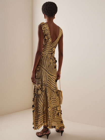 V-neck Sleeveless Knit Maxi Dress