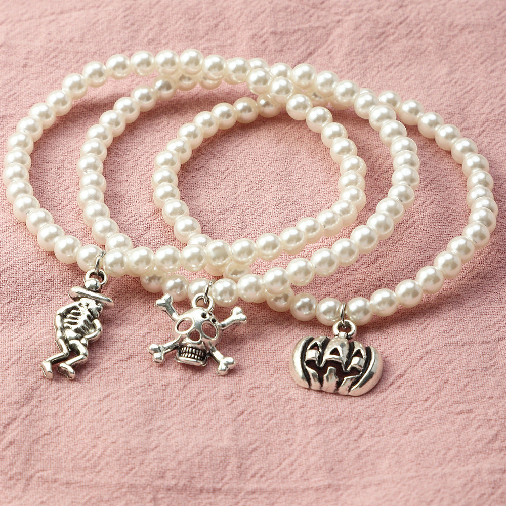 Halloween alloy pearl bracelet